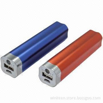 Tube Power Bank for Smartphones, with 1,000mA Quick Output Charging and 2,600mAh Power